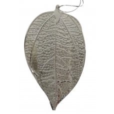 Χριστουγεννιάτικο Κρεμαστό Μεταλλικό Φύλλο, Ασημί (14cm)